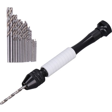 Miniatur-4-in-1-Handbohrmaschine mit 25 HSS-Bohrern, tragbares Spannwerkzeug für präzises Bohren, Set mit 25 HSS-Bohrern, ergonomischer Griff, für den Heim- und Heimwerkergebrauch. (1/5)