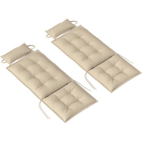 2er Set Auflage für Sonnenliege Wasserabweisend Liegenauflage für Gartenliege Polsterauflage für Strandliege Liegestuhl Kissen Polster für Gartenmöbel Auflagen 50x116x5 cm, Beige Aosom