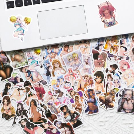 50 autocollants imperméables de filles d'anime pour ordinateur portable, téléphone, bouteille d'eau, bagage, casque, skateboard, voiture BP-0000263 (1/5)