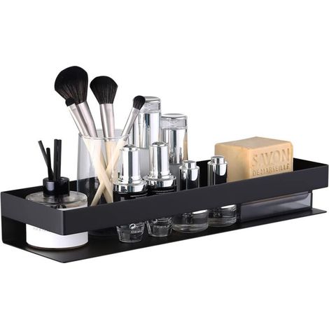 Badezimmerregal, Wandregal, Duschregal, Edelstahl SUS304, Schwarz, 40 cm, BSC205S40A-BK-Crezuo