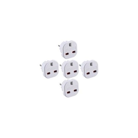 Lot de 5 adaptateurs de voyage Convertisseur adaptateur prise britannique vers européenne (Euro Type C, E, F) (1/5)