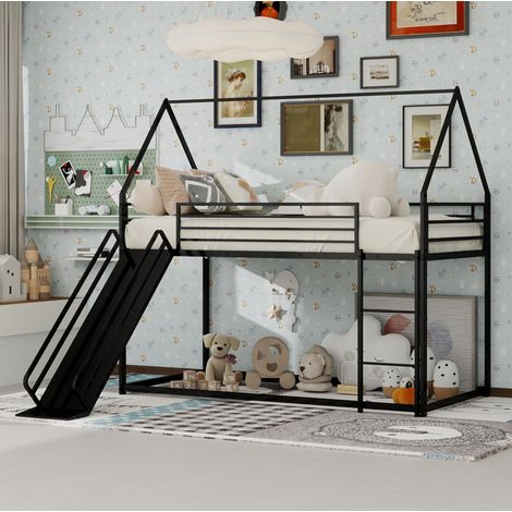Letto struttura letto salvaspazio con scivolo nero OKMYHOME