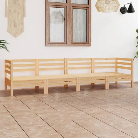 Salon de jardin 4 pcs,Mobilier de terrasse,Table et Chaise pour Relax Bois de pin massif -YZ784415 (1/5)