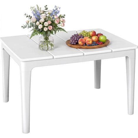 Table basse de jardin 70x53x39 cm – Couleur blanc crème – Idéale pour terrasse, balcon et extérieur – Design élégant et fonctionnel (1/5)
