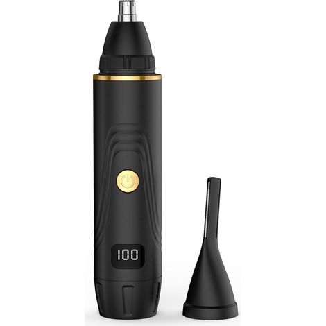 Tondeuse pour les poils du nez tondeuse indolore pour les oreilles et le visage rechargeable par Type-C avec des lames à double tranchant (Noir) (1/5)