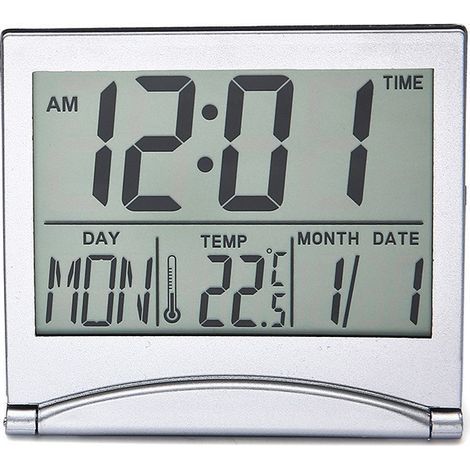 Réveil Numérique Pliable LCD, Réveil de Voyage Numérique Portable Mini Réveil de Horloge Digitale avec Indication du Jour Date et Température (1/5)