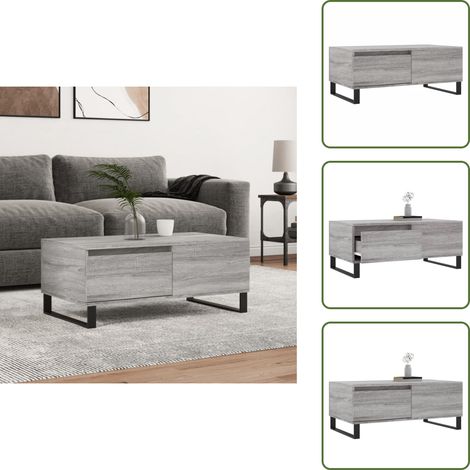 Tavolino in legno multistrato - vidaXL Tavolino Salotto Grigio Sonoma 90x50x36,5 cm Legno Multistrato - Tavolino con cassetto