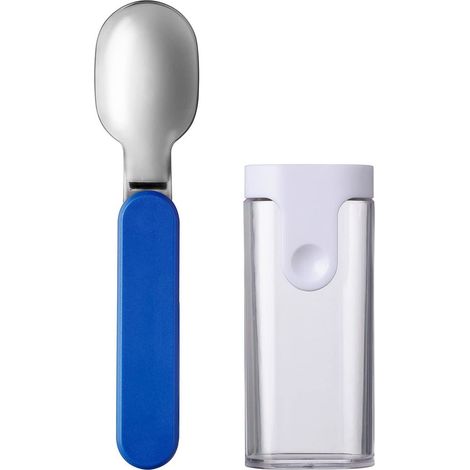 Mepal - Cuchara Plegable Ellipse - Cuchara Reutilizable Para Llevar - Cuchara Plegable Para Yogur - Cubiertos De Viaje - Incluye Estuche - Acero Inoxidable - Vivid blue (1/4)