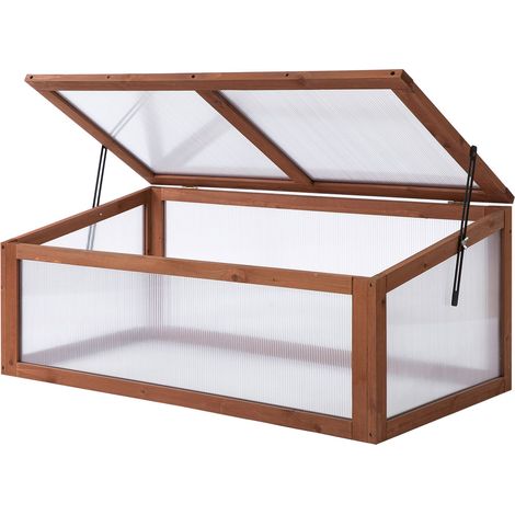JSSEVN - Mini invernadero de madera con paneles de policarbonato, 100x65x40 cm, excelente iluminación y ventilación. (1/5)