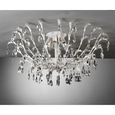 Panier plafonnier 6 ampoules E14, 6 W, ivoire/or, 80 x 38 cm (1/3)