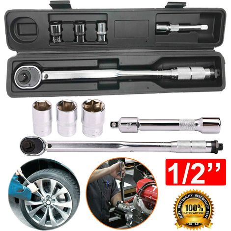 Car Torque Wrench Spanner Kit Hand Tool 1/2" 28-210Nm Socket Set 17 19 21mm Tool (1/5)