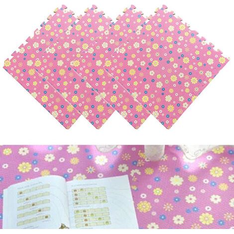 12 Dalles de Sol Puzzle en Mousse EVA 30x30cm - Tapis Interlock Fleurs Roses - Antidérapant & Absorbant - Pour Chambre/Salon/Jardin (1/5)
