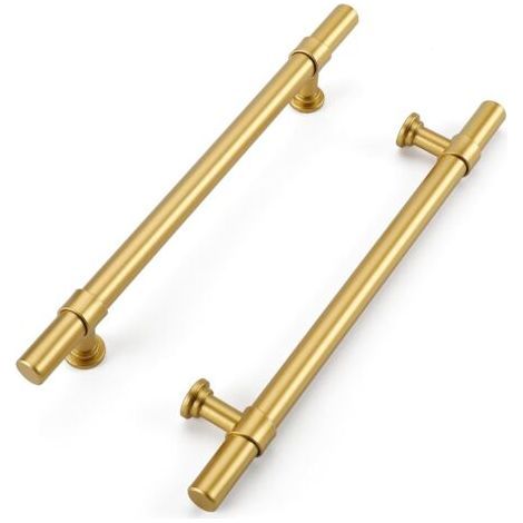 2 gold handles for cabinets and drawers. Hole spacing: 192 mm. Made from aluminum and zinc alloy. Screws included. (1/5)