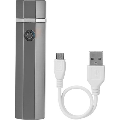 Briquet électrique rechargeable USB sans flamme, à impulsion électronique, coupe-vent, modèle noir brossé. (1/5)