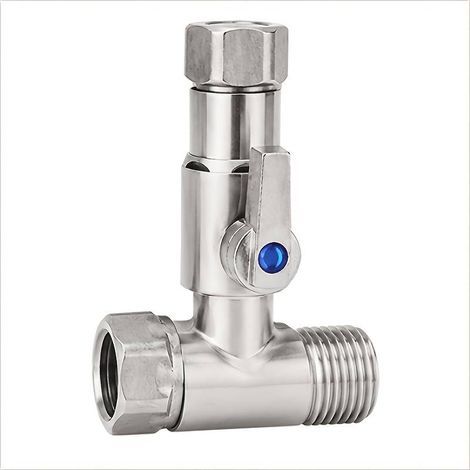 Raccord en T avec filetage intérieur et vanne à bille, en acier inoxydable, pour robinetterie de chauffe-eau. (1/4)