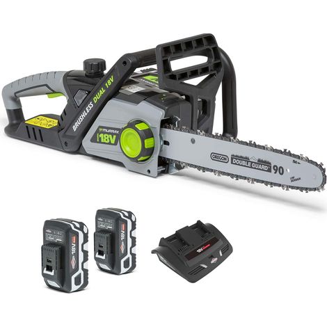Murray 1697225 Kit Motosega Ioni di Litio IQ18DCSK Dual 18V (36V) Barra da 35cm, 2 x 5Ah Batterie e Caricabatteria Inclusi, Motore brushless, 18 V (1/4)