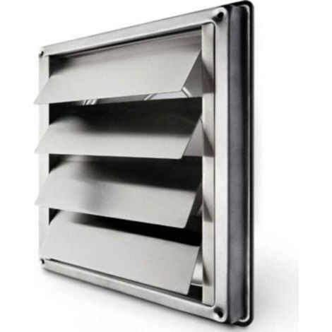 Grille de ventilation inox 150mm – Clapet anti-retour à lamelles mobiles – Résistant aux intempéries – Dimensions 184x184mm (1/4)