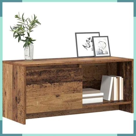 875231 Ensemble meuble TV Montage mural Bois Ancien 90 x 35 x 40 cm (1/5)