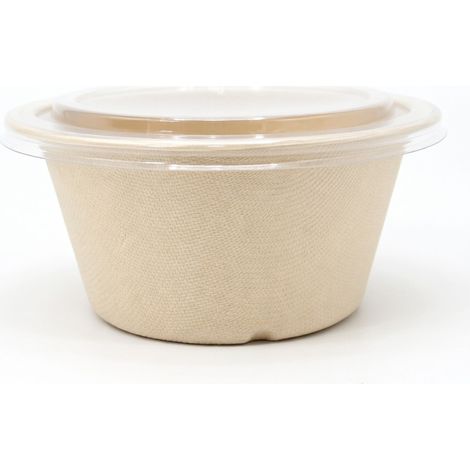 Bol jetable cylindrique à grand diamètre 450 ml avec couvercle transparent