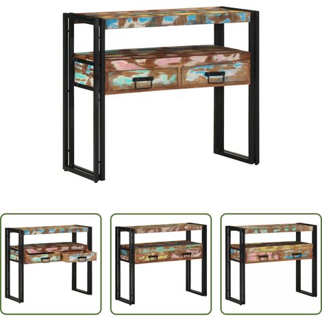 Holz - Konsolentisch 90 x 33 x 75 cm Massives upgecyceltes Holz (1/5)