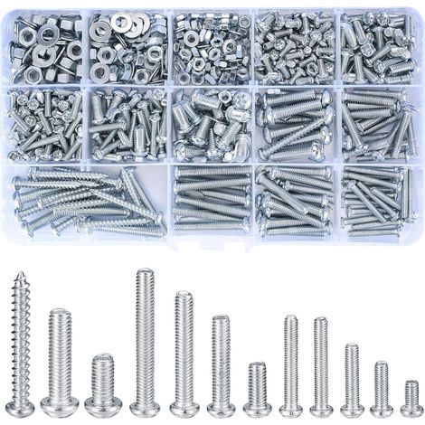 Schraubenset M3 M4 M5 550 Muttern Scheiben Linsenkopf Silber 550 (1/5)