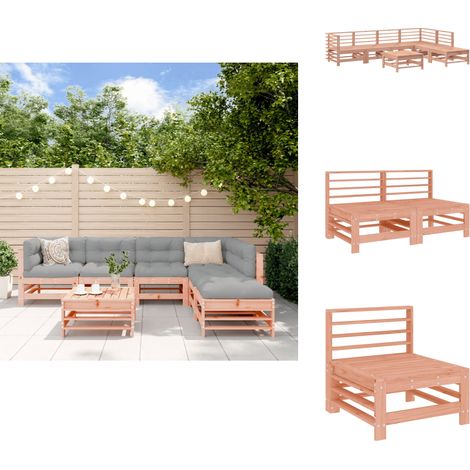 Salon de jardin 7 pcs bois massif douglas - Salon De Jardin - Mobilier De Jardin - Ensemble De Salon De Jardin - Meubles De Jardin En Bois - Bois De Douglas (1/5)