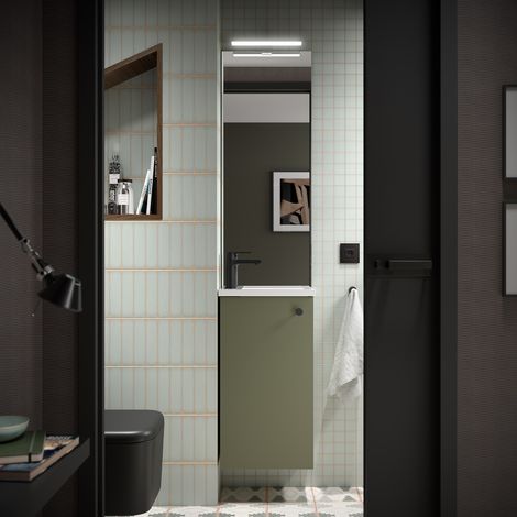 Komplett-Set MARVILLE GREEN SATIN + Waschtisch + Spiegel + Leuchte