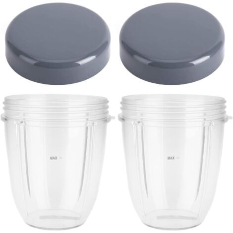 Lot de 2 gobelets de rechange pour mixeur Nutribulletavec couvercle, compatibles avec le mixeur Nutribullet 900 W (1/4)