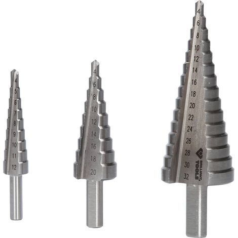 BRILLIANT TOOLS Jeu de forets étagés 3 pièces Ø 4 - 32 mm - BT101925 (1/5)