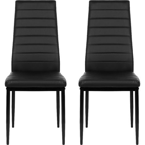 Skecten Set de 2 Sillas de Comedor, Tapizada en Polipiel, para Cocina, Comedor, Bar y Restaurante , Negro (1/5)