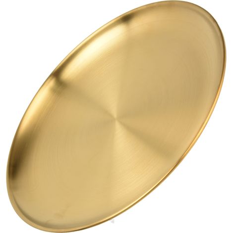 Disque rond en inox doré 23 cm, plat polyvalent pour barbecue et légumes (1/5)
