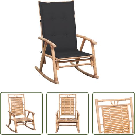 Chaise de jardin - Chaise à bascule avec coussin Bambou (1/5)