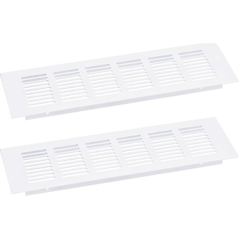 Grille de Couverture de Bouches d'Aération, 2 Pièces 250 x 100 mm - Grille de Retour d'Air en Alliage d'Aluminium, Grille de Ventilation Rectangulaire à Persiennes (Blanc) (1/5)