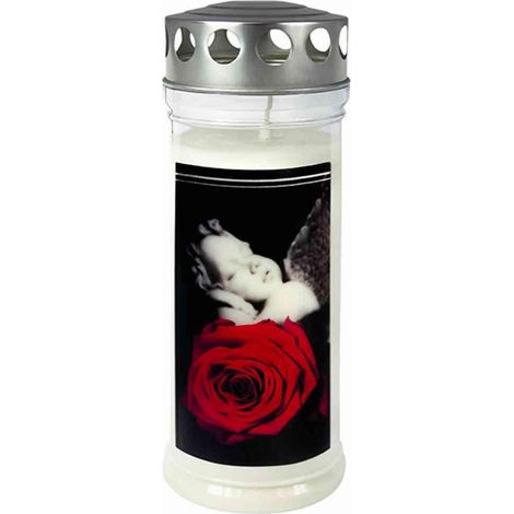 Gedenkkerze "Rose/Engel" 215 x 75 mm 7 Tage (1/2)