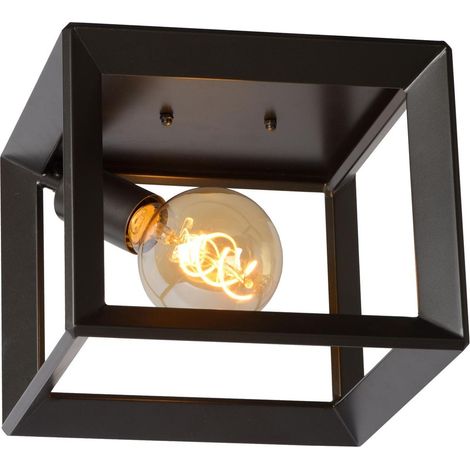 Plafonnier Lucide Thor 1L métal noir Ø25 cm E27 60W (1/2)