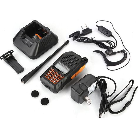 Talkie-walkie rechargeable 128 canaux UV6R, 7W, 100-240V, prise américaine, écran LCD, invitation vocale (1/5)