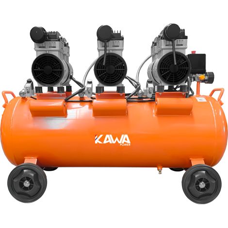 Kawapower Compresor silencioso de 90 L con motor eléctrico de 1650 W