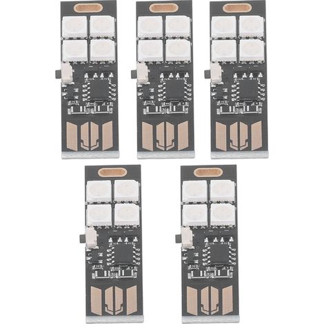 5 Mini Lampes USB RGB Multicolores, 7 Couleurs Changeantes, Rétroéclairage LED Fin pour TV, Ambiance Lumineuse, Alimentation 5V (1/5)