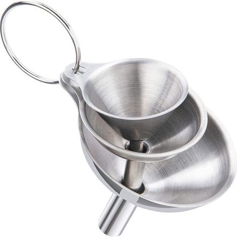 Imbuto in acciaio inox, mini imbuto per liquidi, accessorio da cucina portatile con aperture ampie e robuste per riempire bottiglie fatte in casa (3e) (1/5)