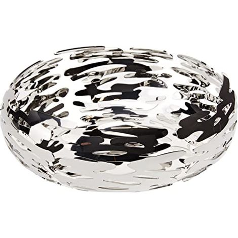 Alessi Barknest BM02 - Cestino Portafrutta di Design con Decoro Traforato in Acciaio Inox 18/10, Lucido (1/4)
