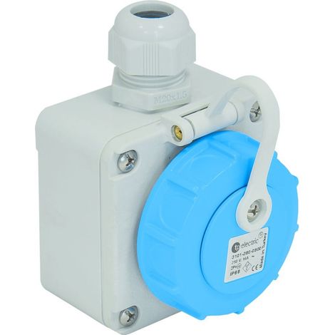 Aufputz-Steckdose, hermetisch und wasserdicht, 16 A, 230 V, Schutzart IP68