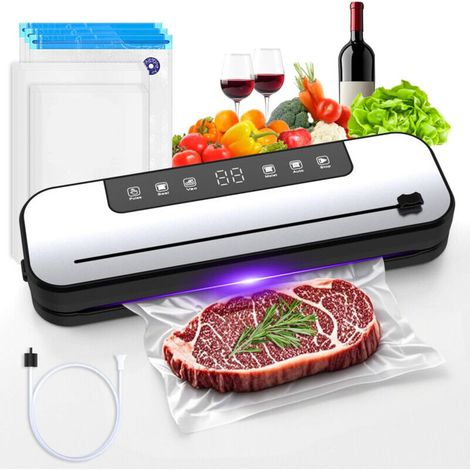 Potente sellador al vacío de alimentos de 75 kPa, sellador automático 6 en 1 para conservación de alimentos, cocción al vacío, carne, verduras, modos de alimentos secos y húmedos. (1/4)