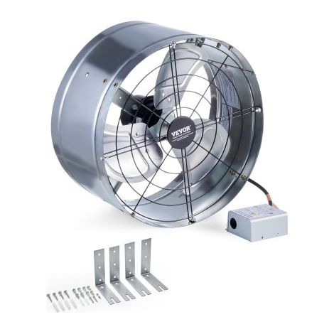 Ventilador de Montaje a Dos Aguas, Extractor de Aire para Ático con Termostato Ajustable y Malla Exterior, 1300 CFM, para Techos, Garajes y Tiendas, Color Galvanizado, 380 x 200 x 380 mm (1/5)