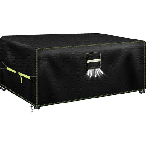 1 Housse De Table Tissu Oxford 600D Imperméable Avec Grilles D'aération Anti-UV Pour Salon De Jardin Extérieur