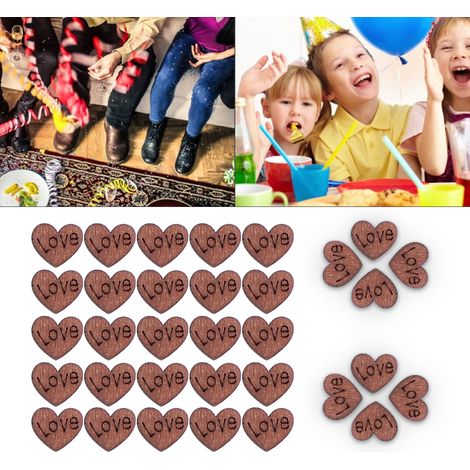 【Decoraciones de corazones】Juego de 100 decoraciones vintage de boj hechas a mano para bodas, cumpleaños y fiestas. (1/5)