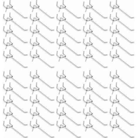 50 Pièces Crochets Panneau Perforé pour Rangement Outils Garage Magasin Affichage Murale (1/4)