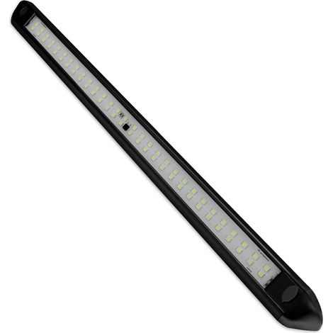 Éclairage LED Extérieur pour Camping Car, Réglette LED 12V 55CM Noir, 6000K Blanc Froid, IP66 Étanche, Lampe de Auvent pour Caravane, Fourgon Aménagé (1/5)