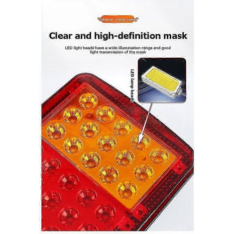 Lot de 2 feux arrière LED 24 V pour véhicule, remorque, clignotants et feux stop, compatibles avec voiture, camion, camping-car et caravane. (1/4)