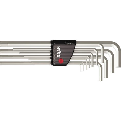 Wiha Set di chiavi a brugola in supporto Compact Esagonale, 11 pz., nichelatura lucida (36451)