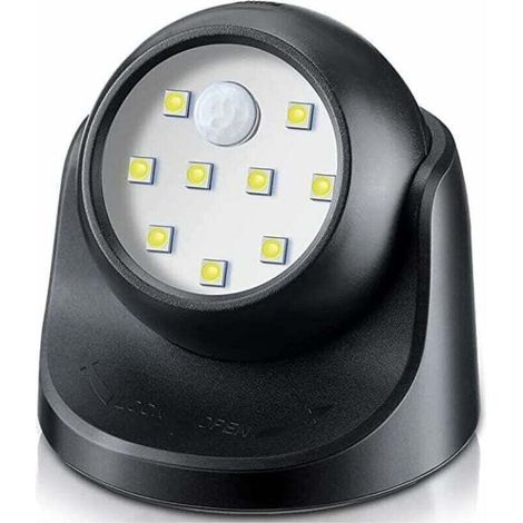 Projecteur LED extérieur, projecteur à détecteur de mouvement, projecteur LED extérieur sans fil, 1000 lumens, sphère amovible, rotation et inclinaison à 360 degrés, fonctionne sur batterie. (1/4)